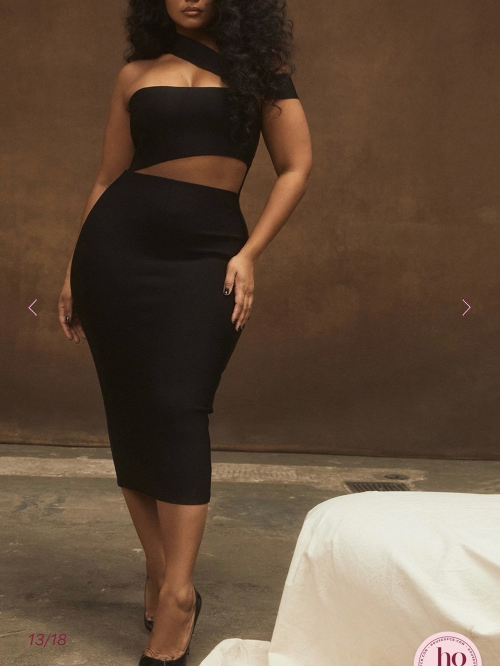 House of CB Aina Black Cutout Midi Dress Size S 🖤